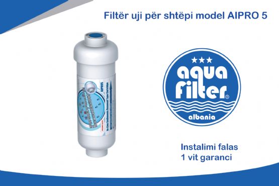 Filtër uji ekonomik per shtepi, model AIPRO 5 nga Aqua Filter Albania, Filter uji per Shtepi, Filter uji per Vila, Filter uji per Zyra, Filter uji per Servis makinash, Filter uji per Lokale